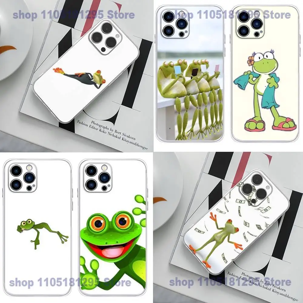 

Cute Funny Frog Phone Case For iPhone 17 16,15,14,13,12,11 Plus,Pro,Max,XR,Plus,E,Mini Transparent Cover