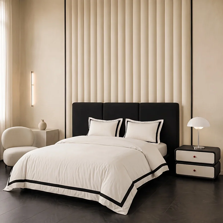 Hotel Style Black White Grey Patchwork 3Pcs Bedding Set Queen King size 120g Premium Soft Breathable 1Duvet Cover 2Pillowcases