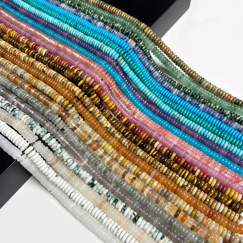 Natural 2X6MM Flat Abacus Stone Beads for Bracelet Making Small Rondelle Spacer Gem Beads Slice for Jewelry Making Accessories