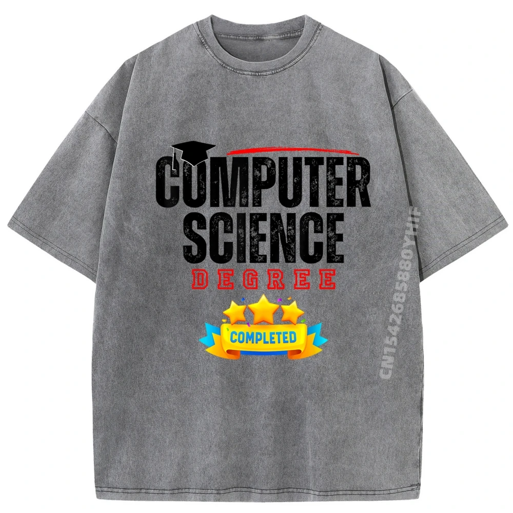 

Computer Science Degree Graduation Senior Celebration Grad Plain T Shirts Wholesale T-Shirts Washed Shirt For Men