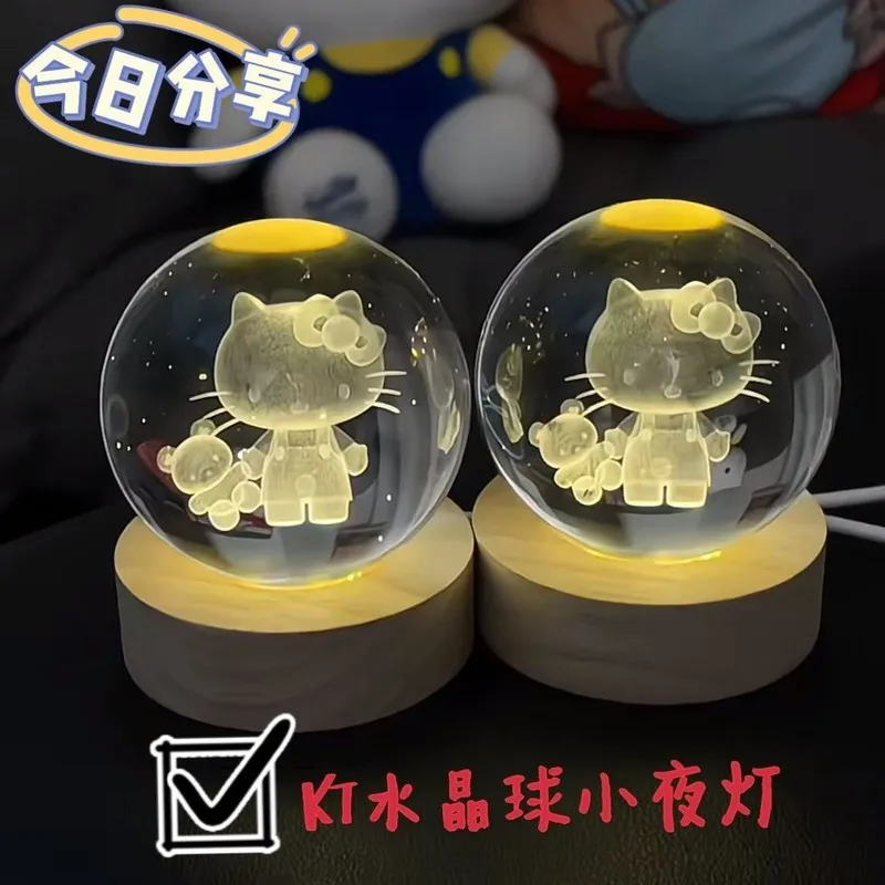 Night Light Shining Crystal Ball การ์ตูนสร้างสรรค์ Hello Kitty Cat Crystal Ball สําหรับหญิงเพื่อนที่ดีที่สุดการสําเร็จการศึกษาของขวัญวันเกิด