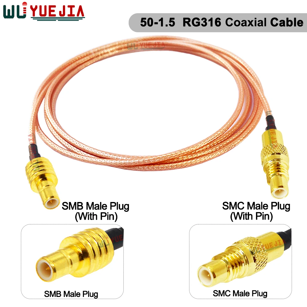 High Frequency RG316 RF Coax Patch Cord SMB Male to SMC Female Jack Connection Antenna Pigtail Cable for Radio Testing Equipment