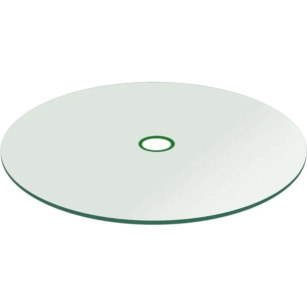 

48 Round 1/4 Thick Clear Tempered Glass Table Top with 2 Umbrella Hole for Outdoor Patio Furniture