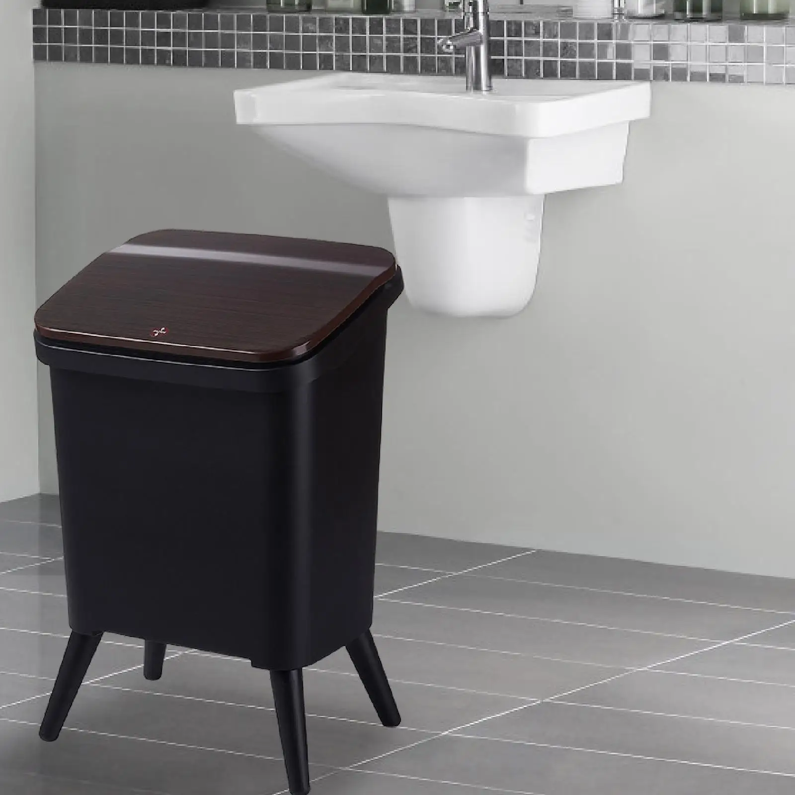 

Мусорный бак с ножками, внутренняя и уличная корзина для мусора с пресс-крышкой для гостиничного общежития, спальни, бытовой под раковиной