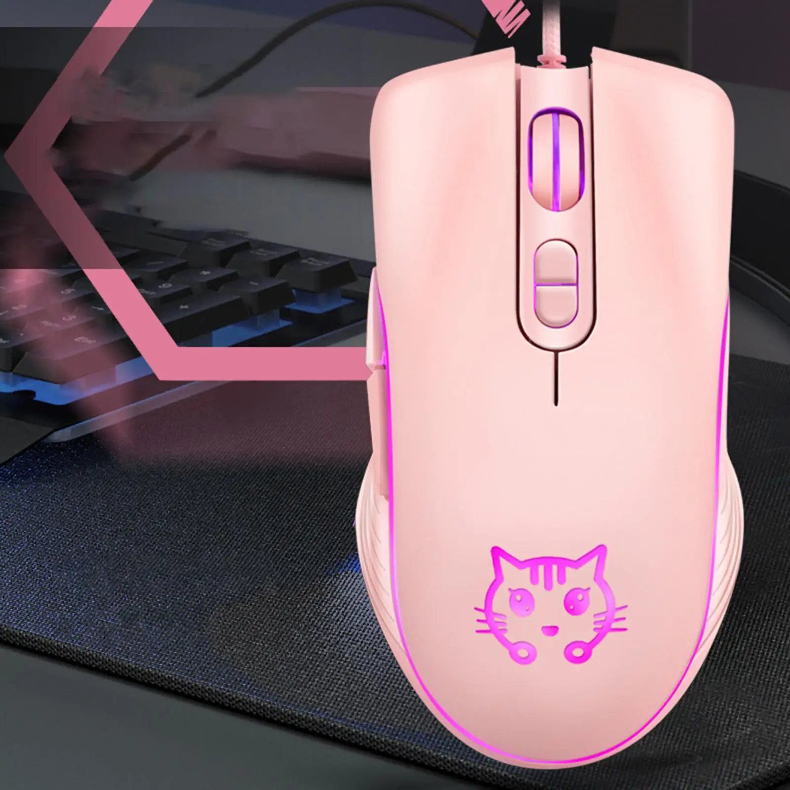 Wired Gaming Mouse Led Rgb Backlit Mute Pc Laptop 2400Dpi Optische Muizen Roze