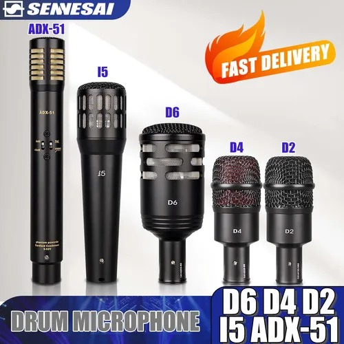 ¡Alta calidad! micrófono cardioide D6 D4 D2 i5/Tom Snare Drum (metal) para instrumento de tambor, recogida de música, micrófono condensador ADX-51