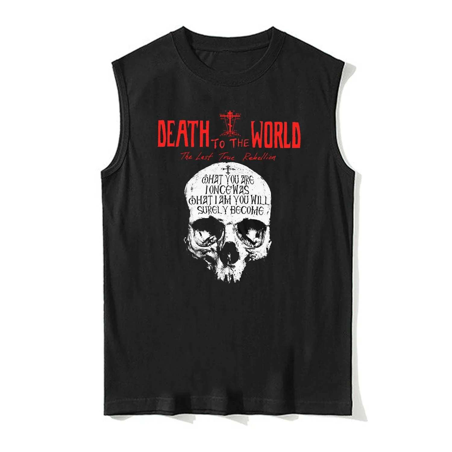 Death To The World Russian Orthodox Skull Inscriptions Orthodoxy Vests 100% Cotton O-Neck Tank Top Casual Mens Sleeveless Tshirt