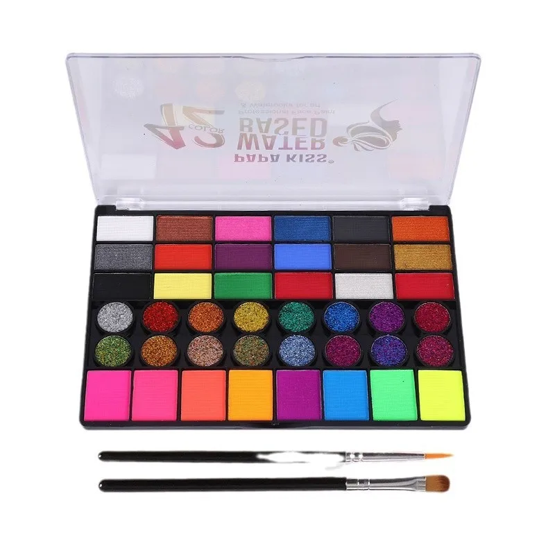 42 لونًا من اللوحة القابلة للذوبان في الماء بالأشعة فوق البنفسجية النيون اللامع فن الهالوين ومهرجان الموسيقى وطلاء لعب الأدوار