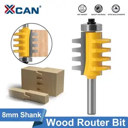 XCAN 밀링 커터 조정 가능한 핑거 조인트 라우터 비트, 8mm 생크 레일 가역 핑거 조인트 접착제 라우터 비트 테논 커터