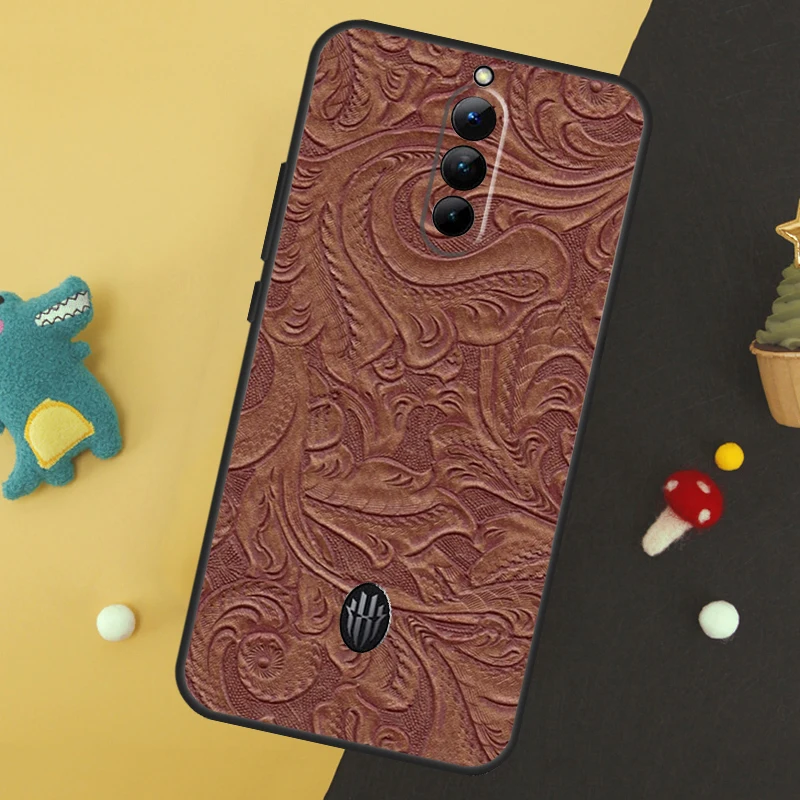 Brown Hand Tooled Western Phone Case For ZTE Nubia Red Magic 9 8 8S Pro Plus 5S 6R 5G 6 7 6S 7S Pro Protective Cover image 3
