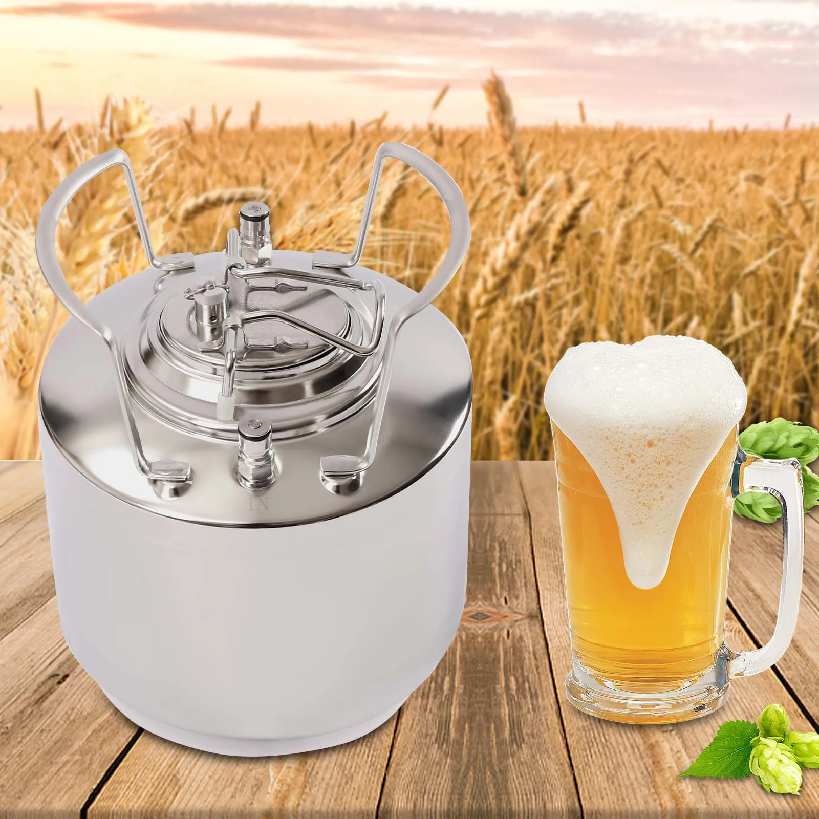 

Stainless Steel 1.6 Gallon Mini Ball Lock Keg System For Small Batch HomeBrewing Portable Beer Brewing Strap