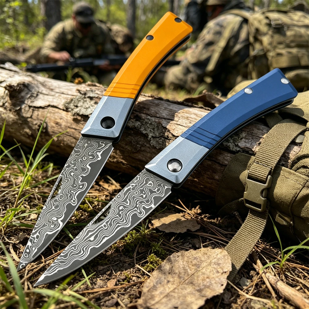 

Складной карманный нож EDC Premium, лезвие из дамасской стали, алюминиевая рукоятка, портативный практичный инструмент для кемпинга и походов на природе
