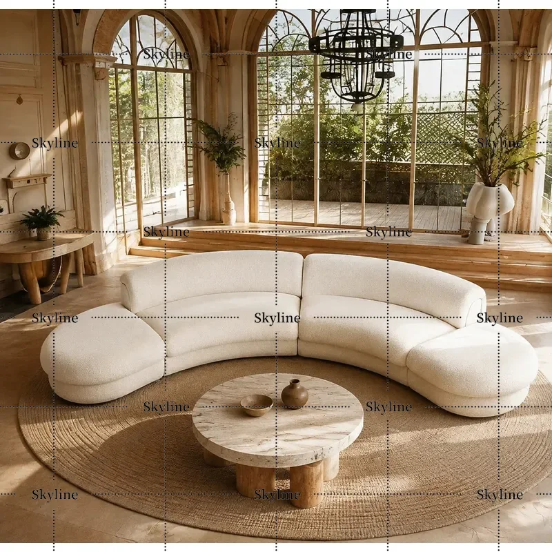 Italian Minimalist Curved Sofa Large Special Shaped Fabric Couch for Living Room Hotel Negotiation Area Modular Combination