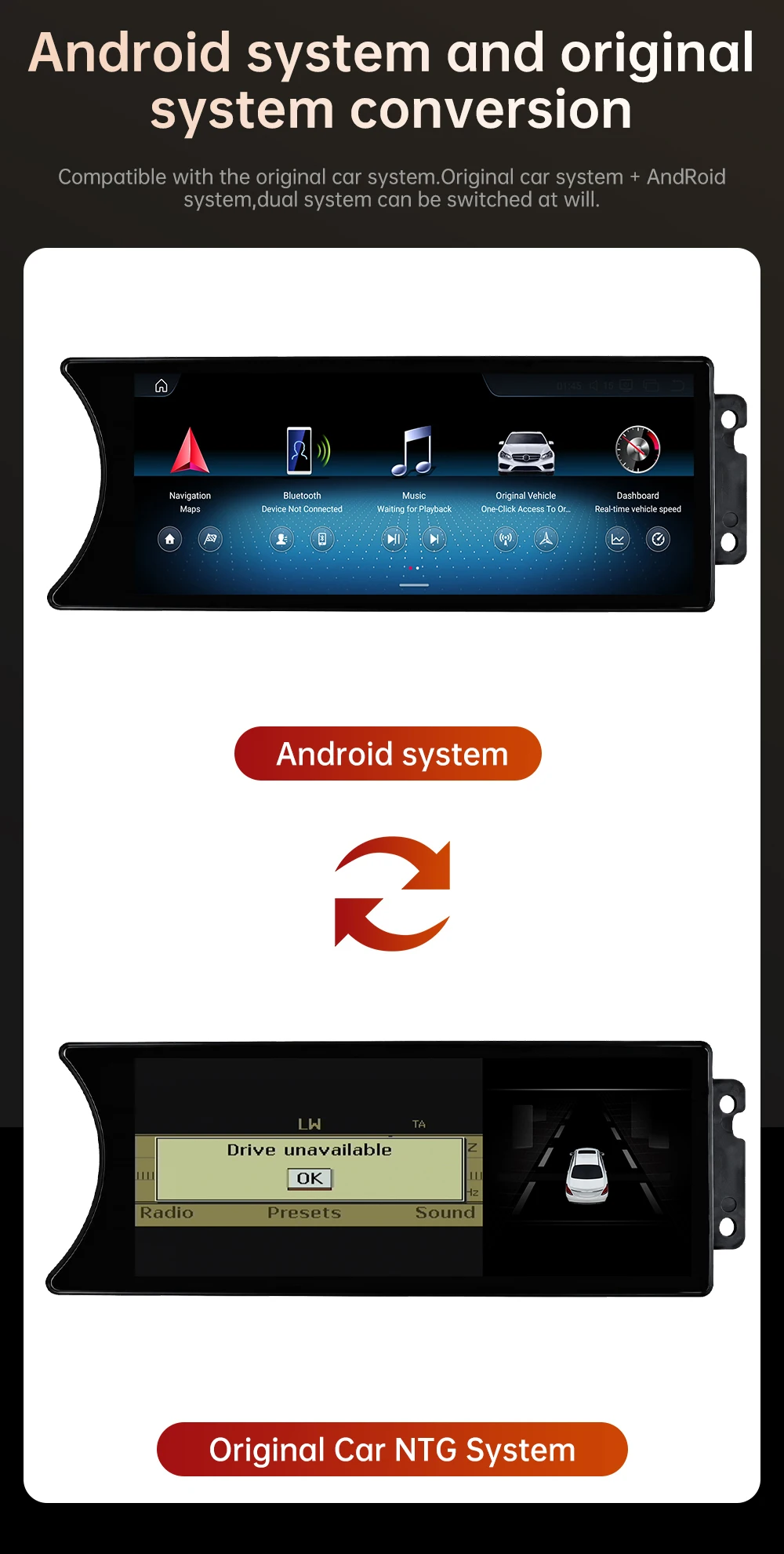 Android 16 For Mercedes Benz C Calss W204 2011 - 2014 Car Radio Bluetooth Multimedia Wireless Auto Carplay 4G WIFI DSP GPS Navi