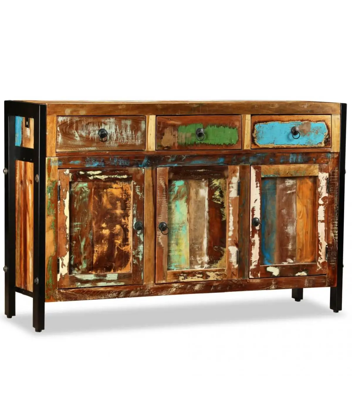 Solid recycled wood sideboard 120x35x76 cm