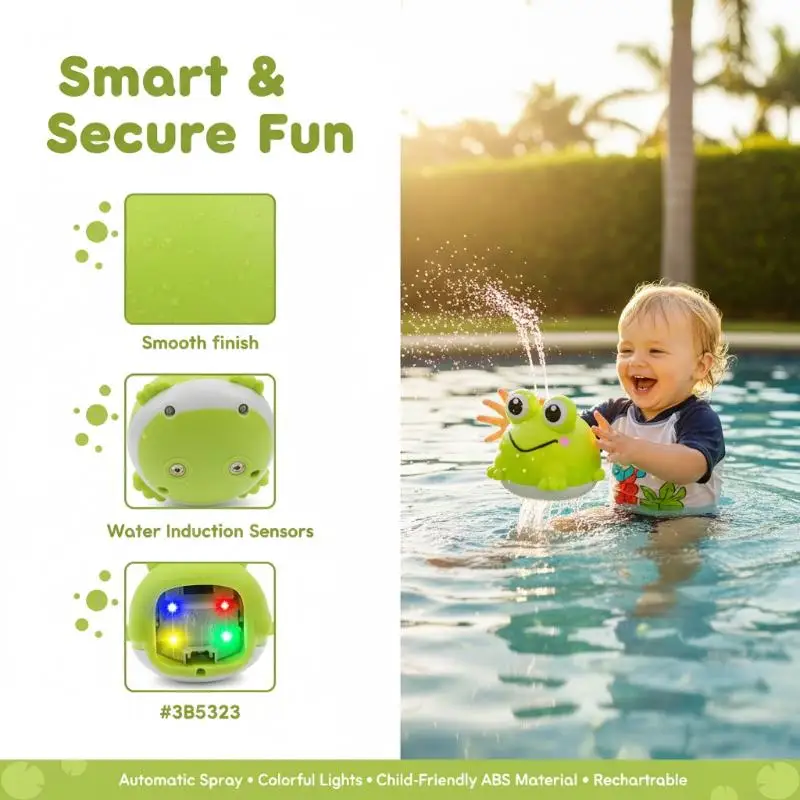 Cute Frog Water Spray Bath Toy With Automatic Induction And Soft Spray Child Baby Toddler Bath Toy