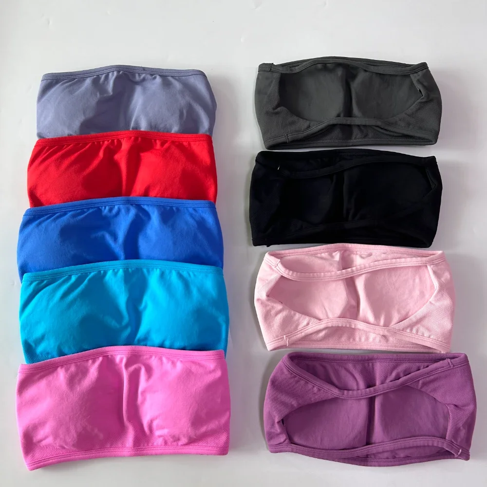 Pericic Strappy Backless Bandeau Sports Bra Women Yoga Tank Top Seamless Scrunch Workout Fitness Sexy Gym Top