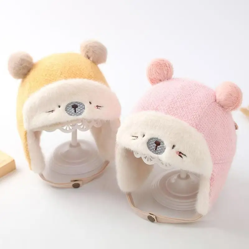 Зимняя милая мягкая теплая детская шапка на подкладке, утолщенная теплая защитная шапка для ушей для мальчиков и девочек, теплая детская шапка