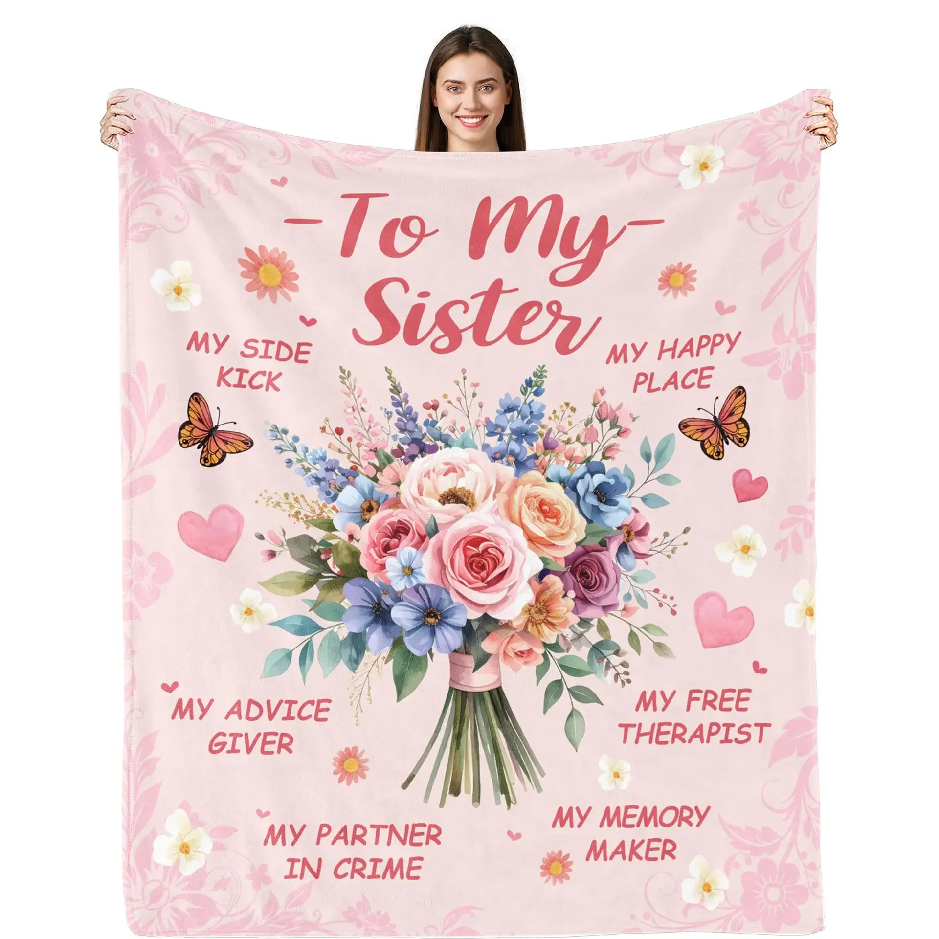 Soft Envelope Blanket Pink Purple Flannel Blanket for Sister Mom Dad Aunt Best Friend New Year Gift Christmas Gift Birthday Gift