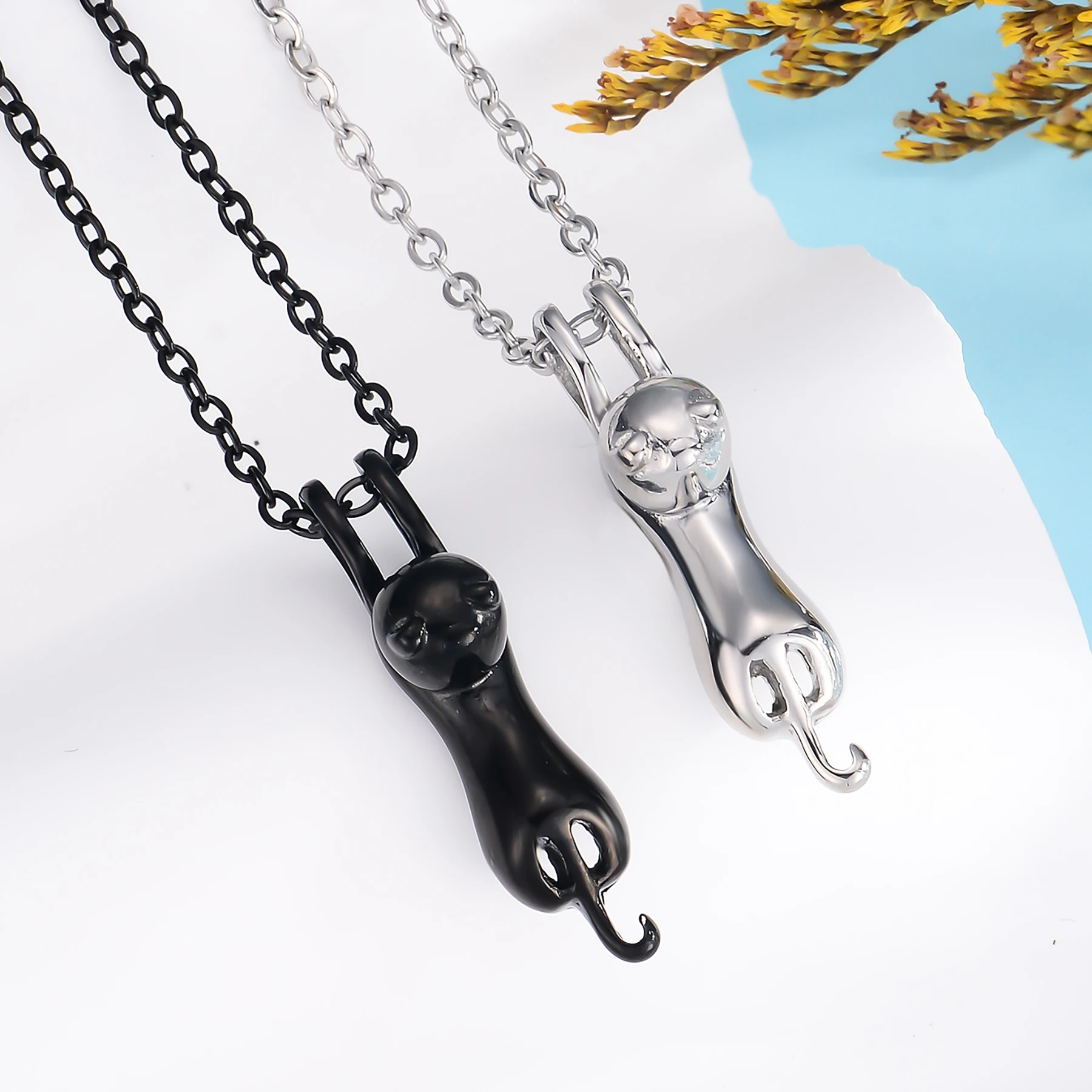Cremation Jewelry Urn Cute Cat Pendant Necklace for Ashes Keepsake memorial Jewelry Waterproof