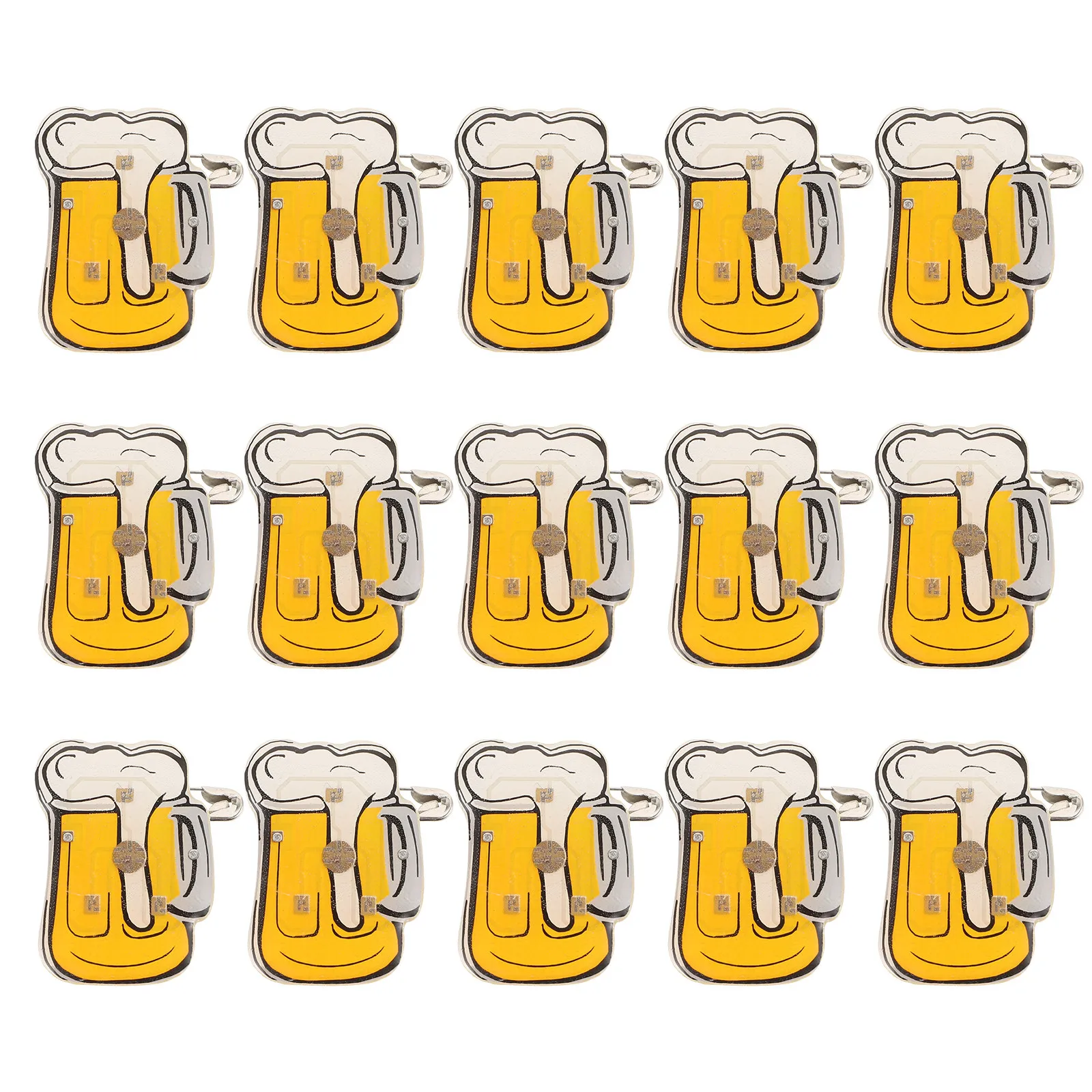 15Pcs Glowing Beer Mug Brooch Lapel Pins Cute Cartoon Badge Festival Gifts Brooches for Clothes Oktoberfest Party Accessories