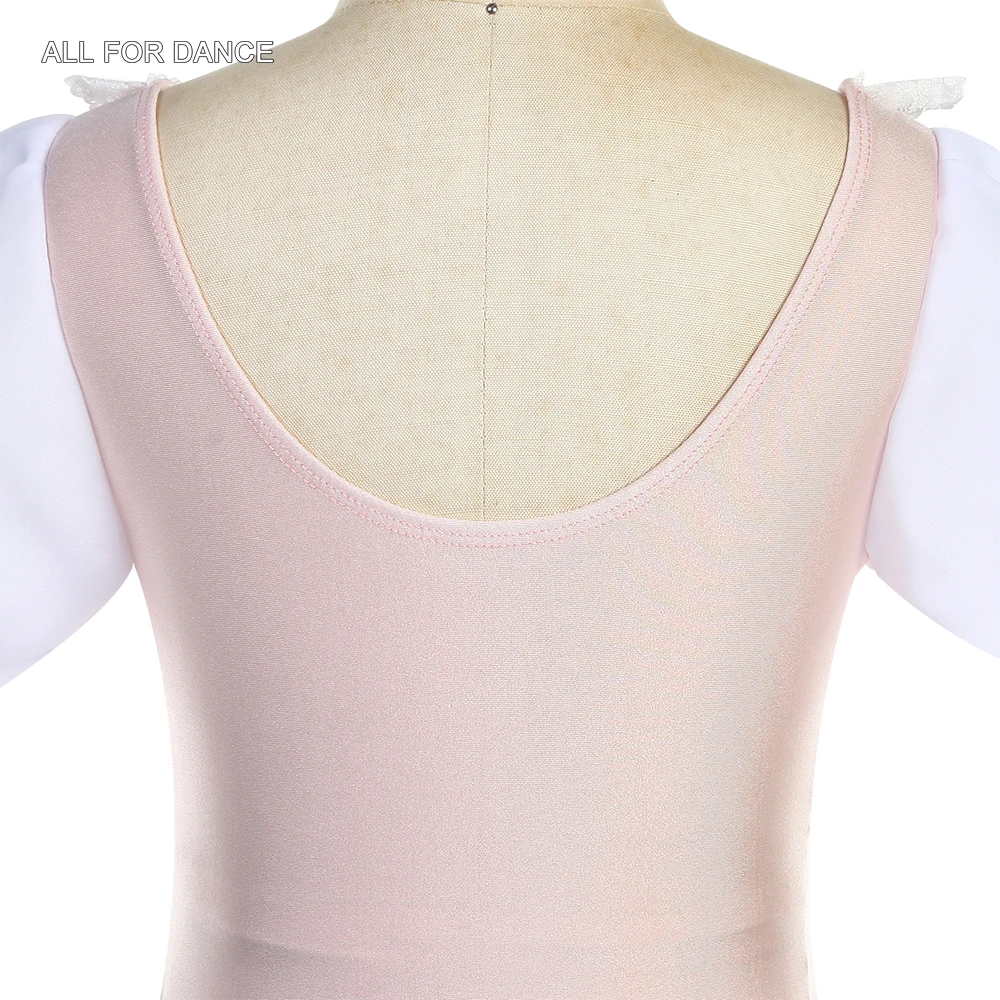 23166 corpete superior de elastano rosa de manga curta com saia tutu de tule macio branco para meninas e mulheres vestido de dança de bailarina