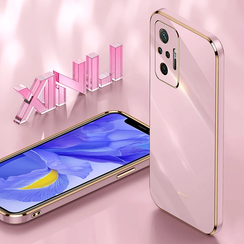 Candy Phone Case for Redmi Note 10 Pro Max Lite 10S 10T 4G 5G Original Plating Silicone Glossy Lens Protection Luxury Back Cover