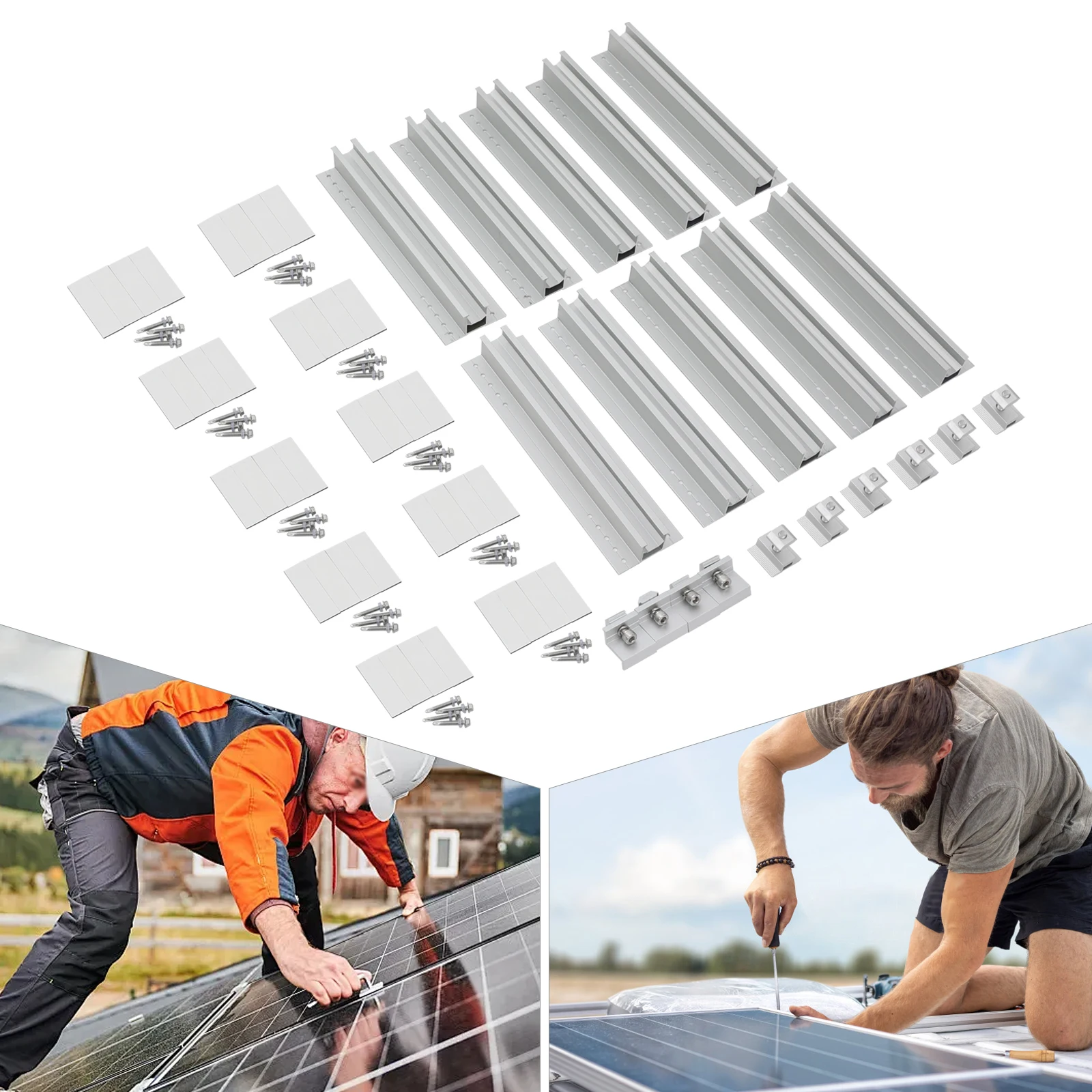 Supports de montage universels pour panneaux solaires, 10 pièces, galerie de toit en aluminium avec pinces pour bateau RV domestique, installation facile à charge élevée