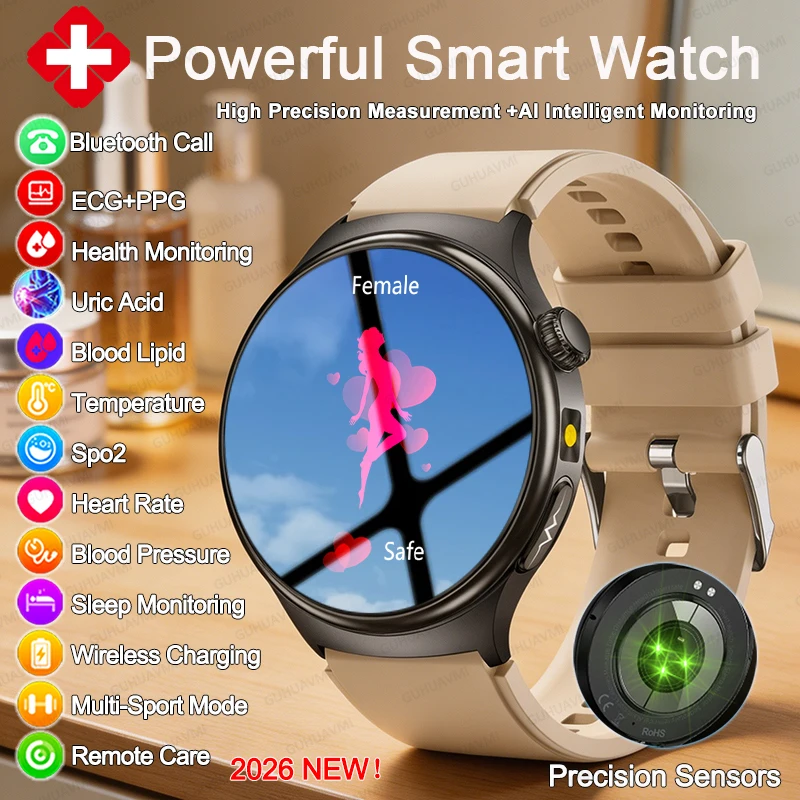 New lady ECG Health Analysis Smart Watch AI Micro Physical Examination Uric Acid Blood Pressure Clock Call Watch For Android IOS