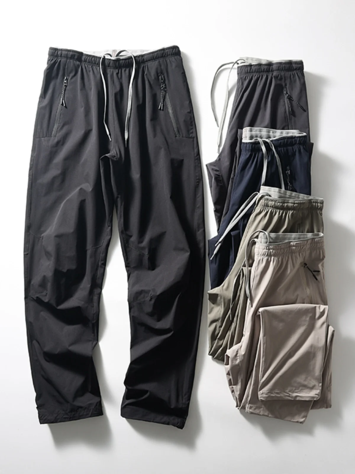 

Мужские повседневные длинные брюки для активного отдыха с эластичным поясом, прямые, летние, модные, городские, быстросохнущие, дышащие, водоотталкивающие