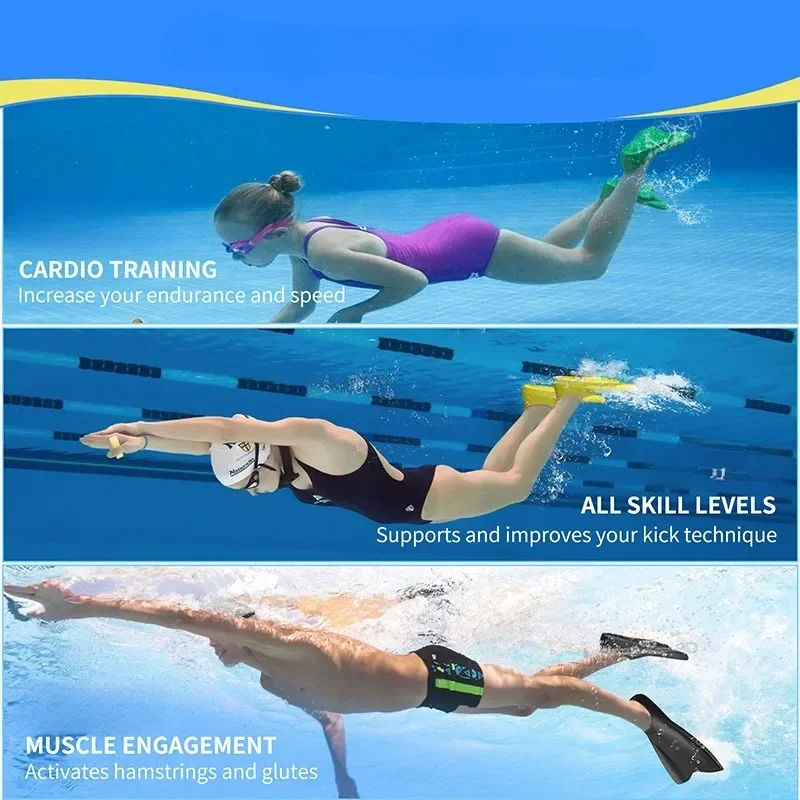 Flippers 오리발 Children's Training Fins, Teenage Men and Women's Swimming and Diving Shoes, Underwater Assisted Acceleration Fins