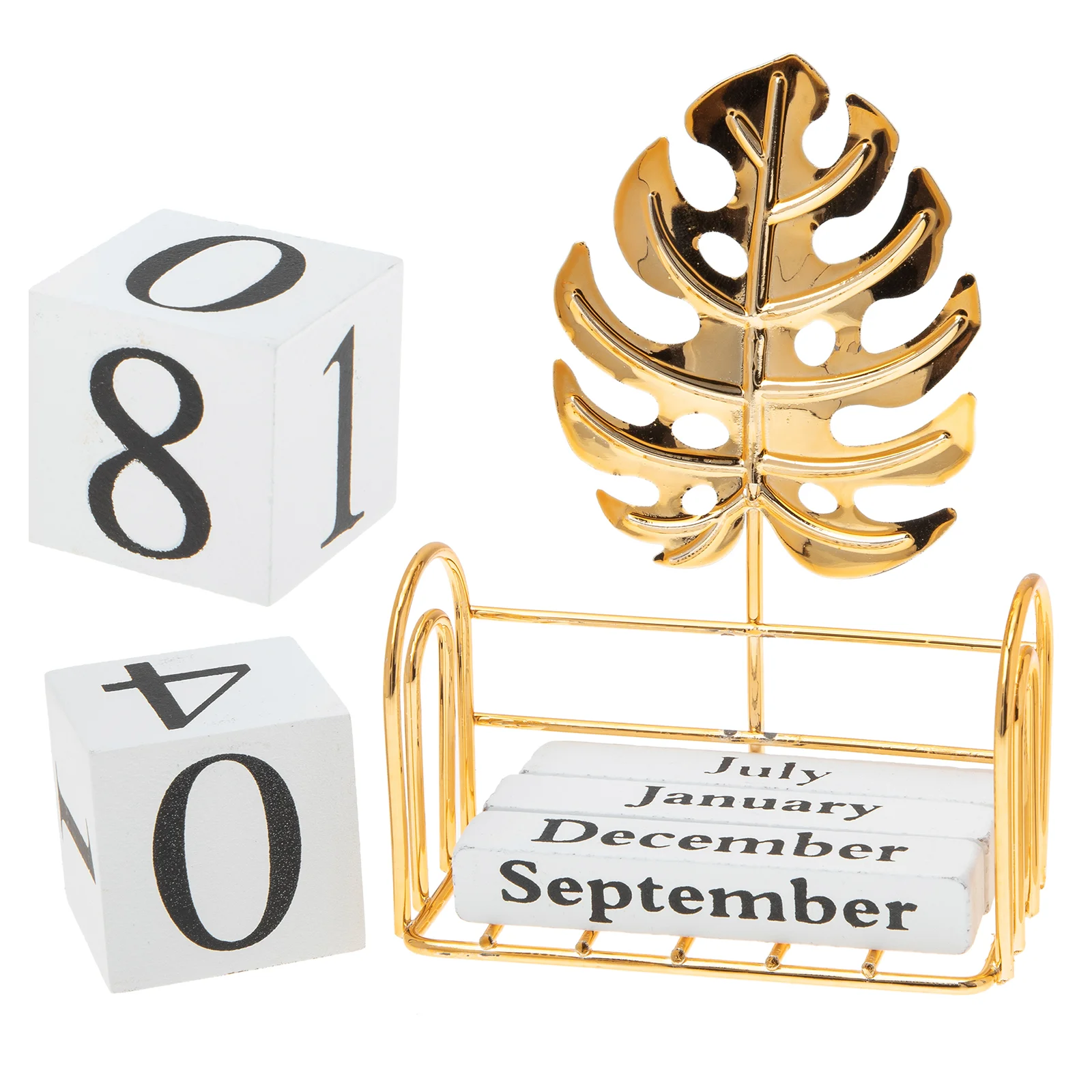 Imagem -02 - Calendário Decoração Casa Bloco de Madeira Quadrado Criativo Menina Metal Tijolo Tartaruga Folha Mesa Perpétuo Criança