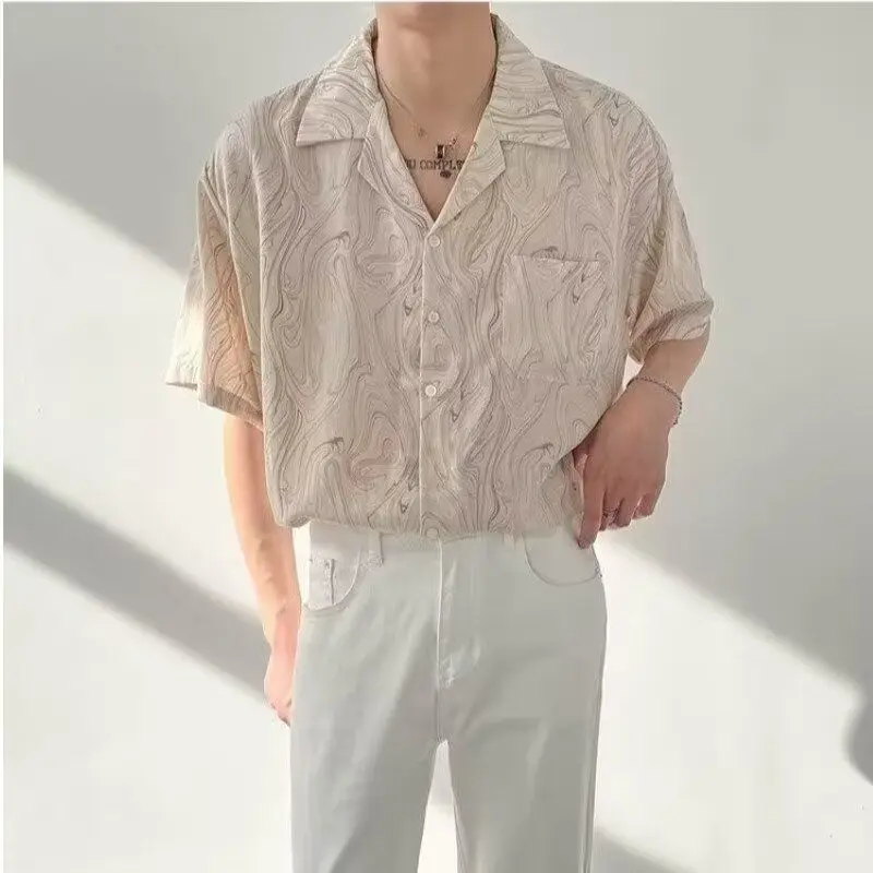 

Summer Men's Loose Cuban Collar ort Sve irt Faionable Iron-Free Floral Print irt Youthful Trendy Casual Busin Wear