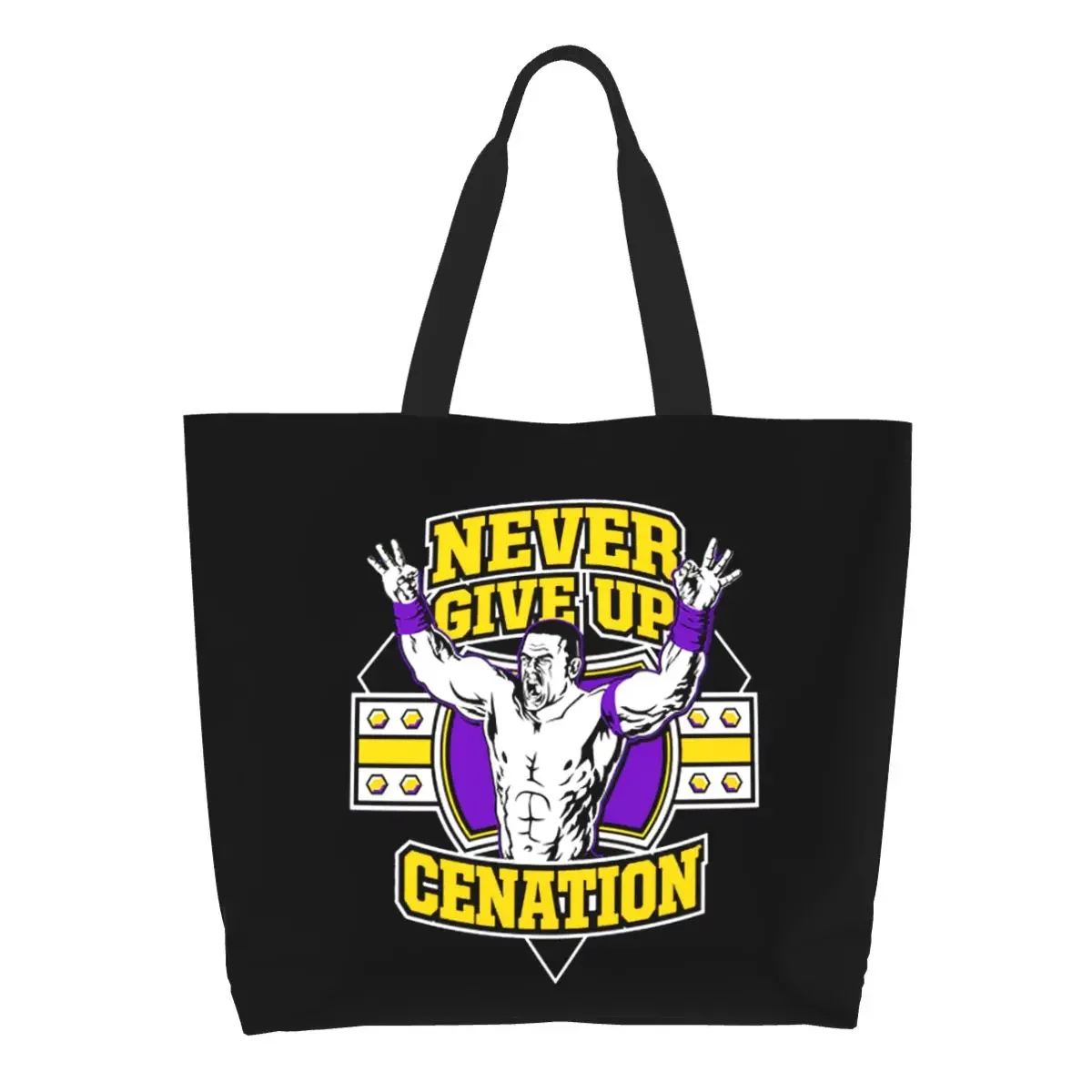 

Johns Grocery Tote Shopping Bag Women Cute Never Give Up Canvas Shopper Shoulder Bags Big Capacity Handbag