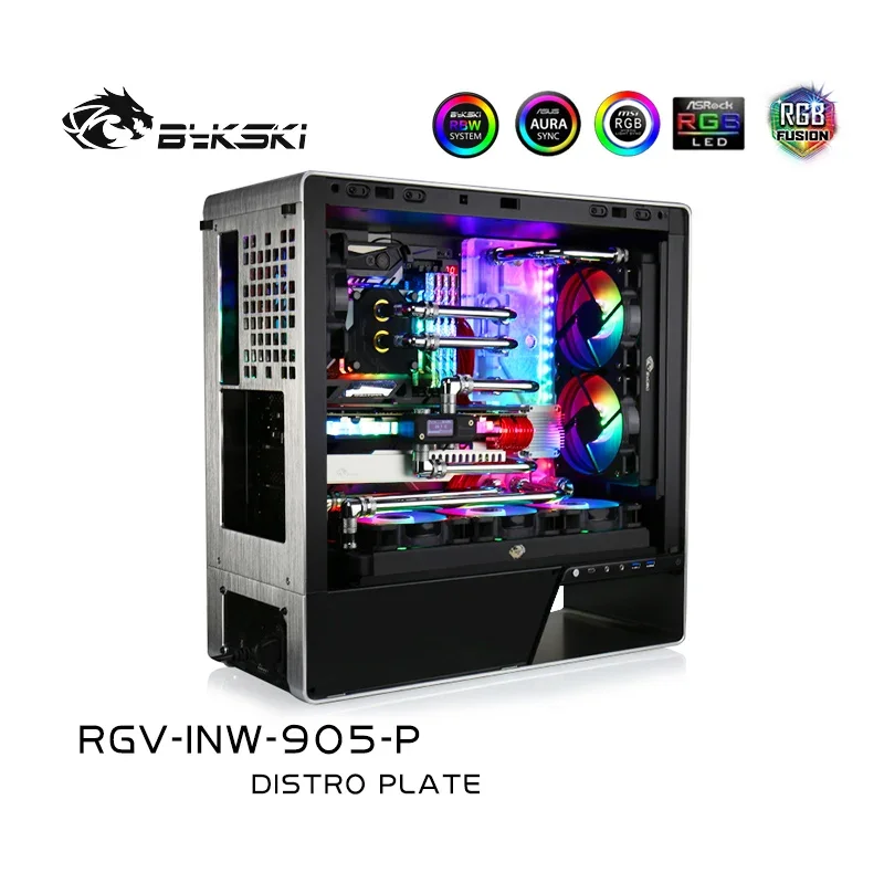 Bykski Water Cooling Distro Plate Solution For IN WIN 905 Case,Radiator CPU GPU Block Reservoir DIY Kit,12v/5v RGV-INW-905-P