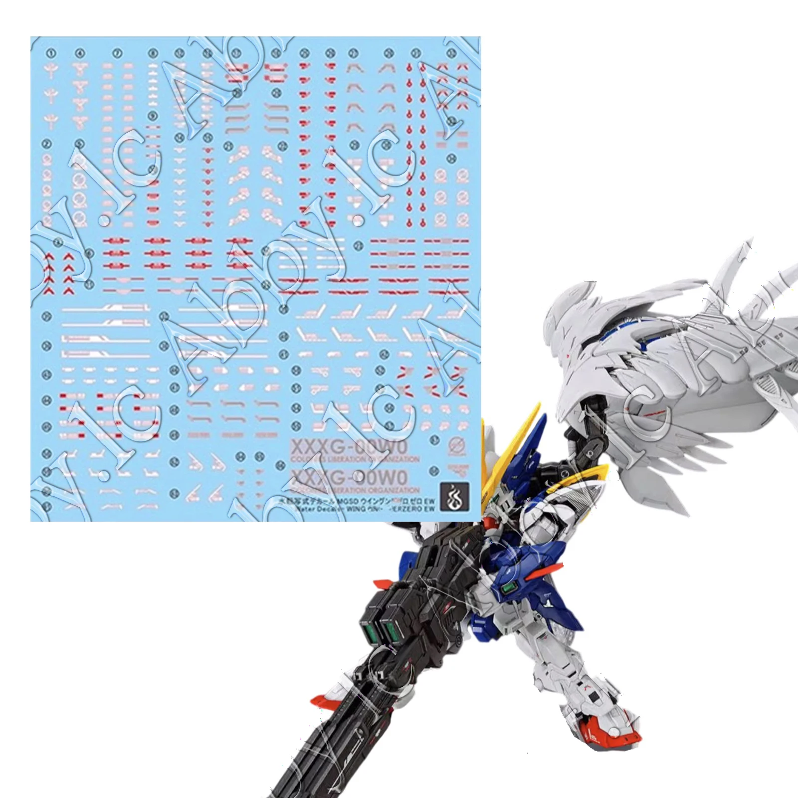 for MGSD Master Grade SD Wing Zero EW 1x Water Slide Pre-Cut UV Light-Reactive Decal Sticker Mobile Suit XXXG-00W0 Endless Waltz