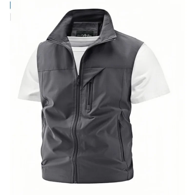 

Fashion Men's Vest Jacket Windproof Solid Sleeveless Jackets Motorcycle Ourdoor Waterproof Biker Vest for Men Clothing