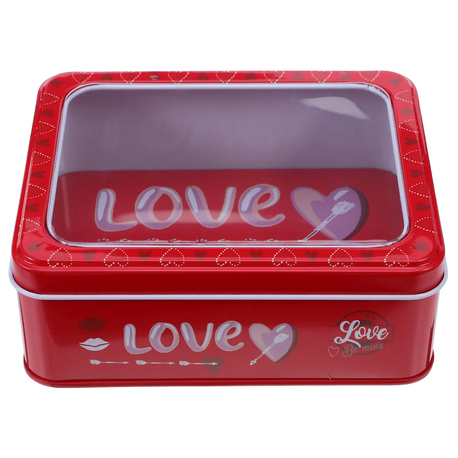Valentine Cookie Tin Box Tinplate Present Box with Lid Biscuit Storage Sweet Candy Container Holiday Party Treat Packaging