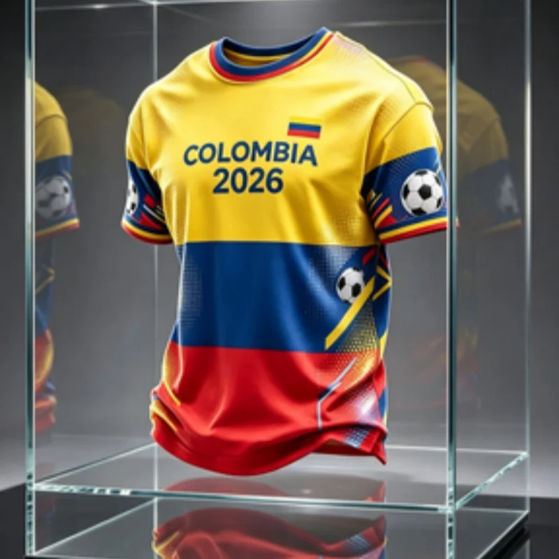 New 3D Print Comfy  Letter Quick Dry Breathable Sports Fan Short Sleeve Athletic COLOMBIA Jersey Football  Family Matching Tops