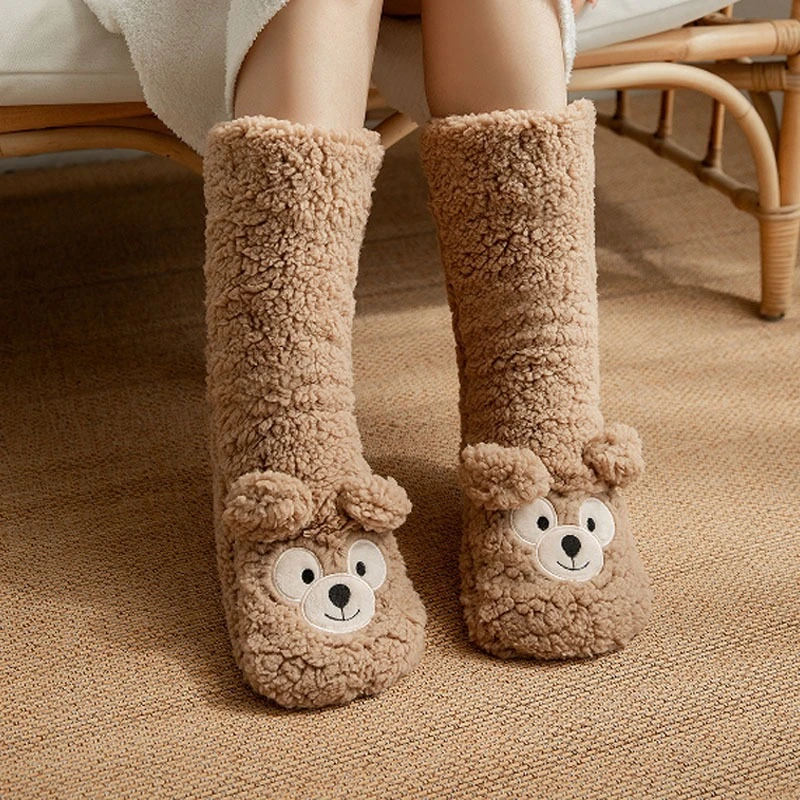 Thickened Thermal Socks Women Winter Warm Home Soft Thickened Plus Velvet Sleeping Anti Slip Floor Slipper Sock Christmas Gift