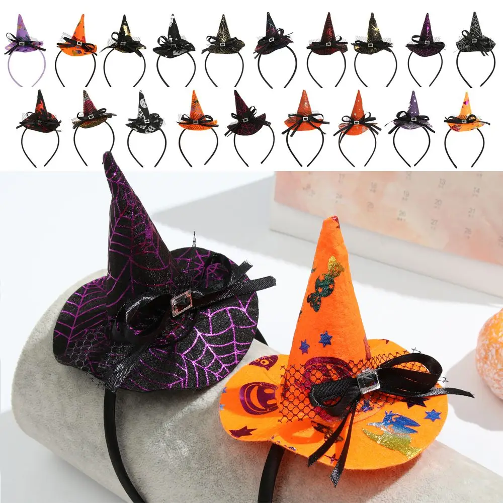 2022 Skull Headband Props Point Cap Pumpkin Witch Hat Performance Props Party Hairband Halloween Headband Decor Headwear