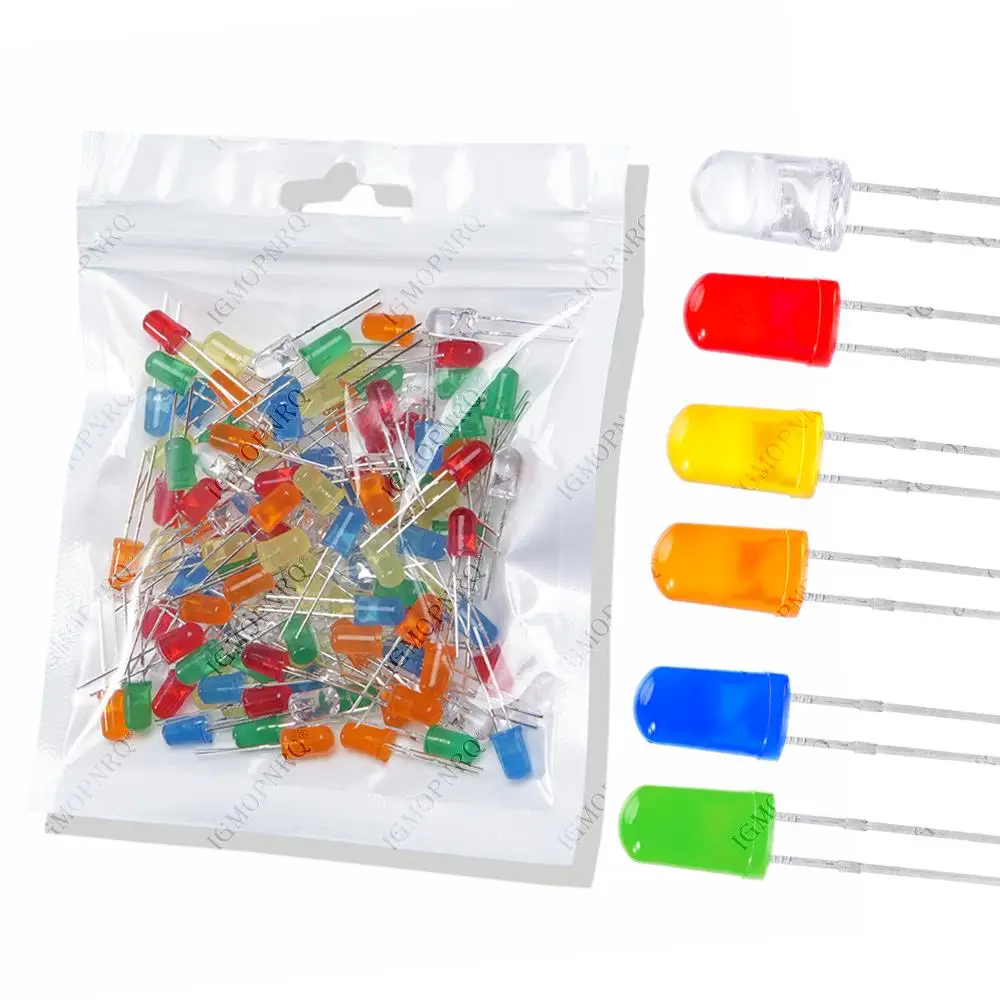120pcs/lot 6color X 20pcs 5mm LED Light Assorted Kit DIY LEDs Set White Yellow Red Green Blue Orange hjxrhgal