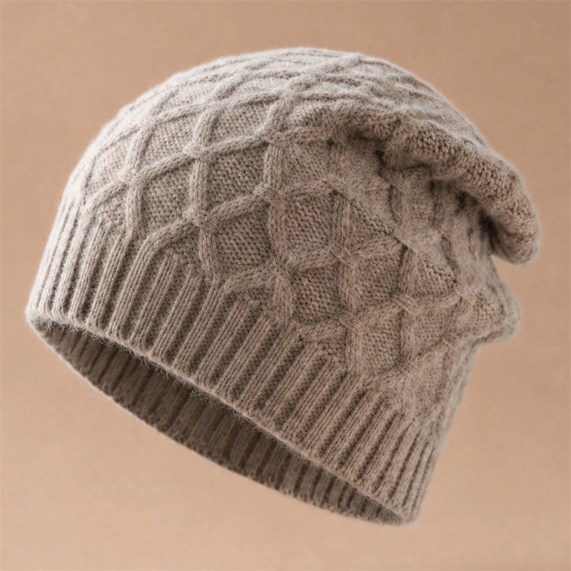 gorro-baotou-de-punto-con-patron-de-rejilla-100-lana-pura-para-mujer-color-solido-estilo-joker-calido-para-otono-e-invierno