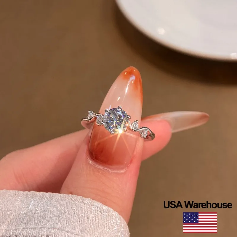 

S925 Sterling Silver Luxury Vintage Shiny 1CT Moissanite Diamond Lace Six Claw Rings for Women Engagement Wedding Jewelry