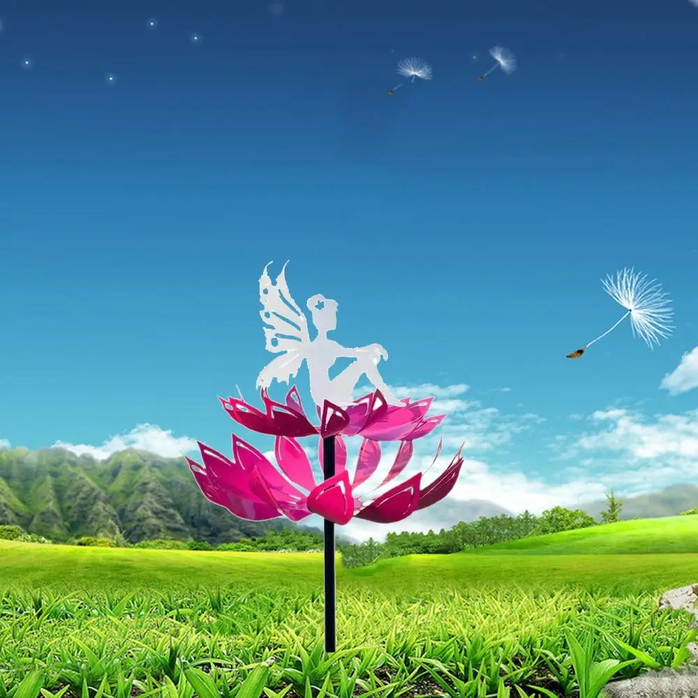 

Garden Decorative Pile Rotating Garden Flower Fairy Sculpture Iron Art Detachable Metal Windmill Creative Wind Spinner Outdoor