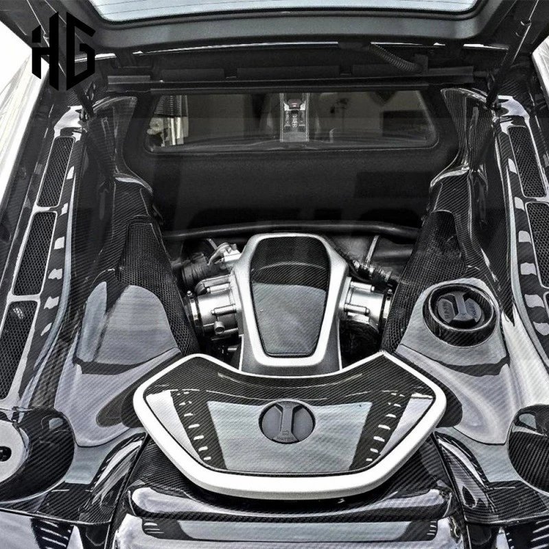 Real Glossy Carbon Fiber Car Engine Compartment Trim Plate Interior Trims for Mclaren MP4-12C 650S Bonnet Panel Covers