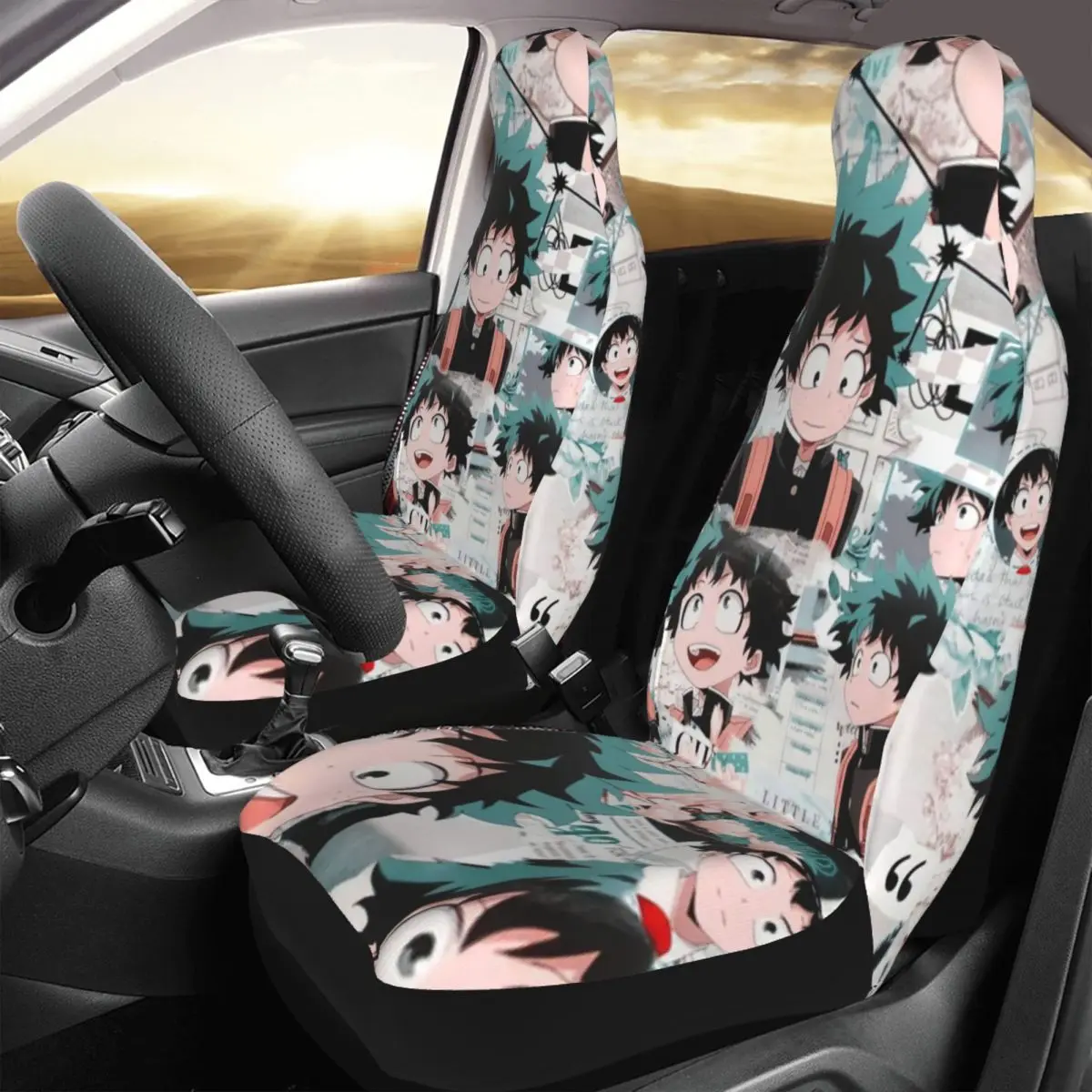 

Izuku Midoriya Cartoon Animation Car Seat Cover Custom Printing Universal Front Protector Accessories Cushion Set