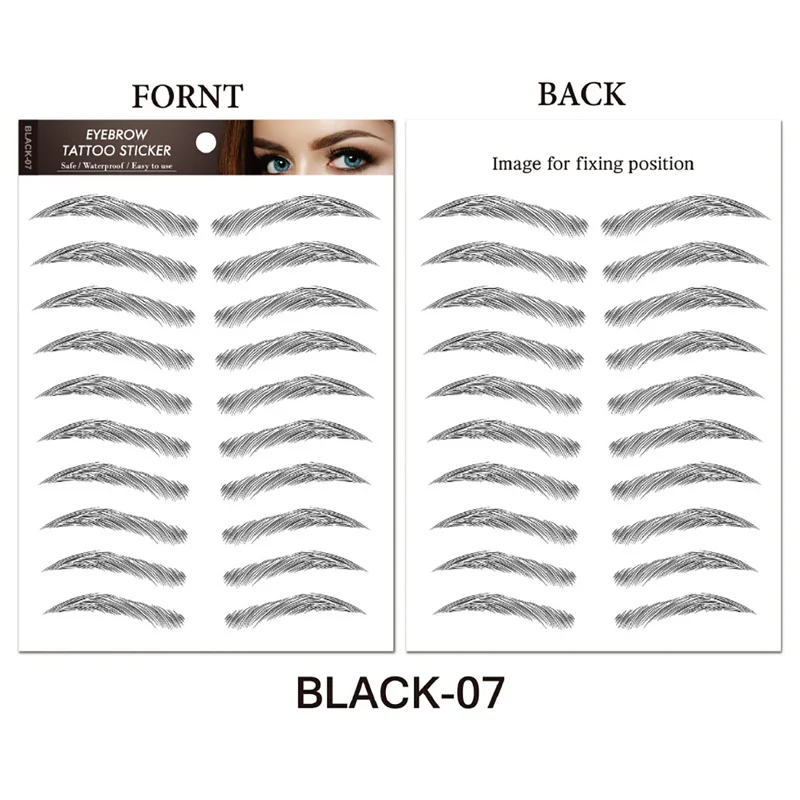 6D Eyebrow Tattoo Stickers Waterproof Makeup Long Lasting Hair-Like Natural Fake Eyebrow Stickers for Brow Cosmetics Shaping