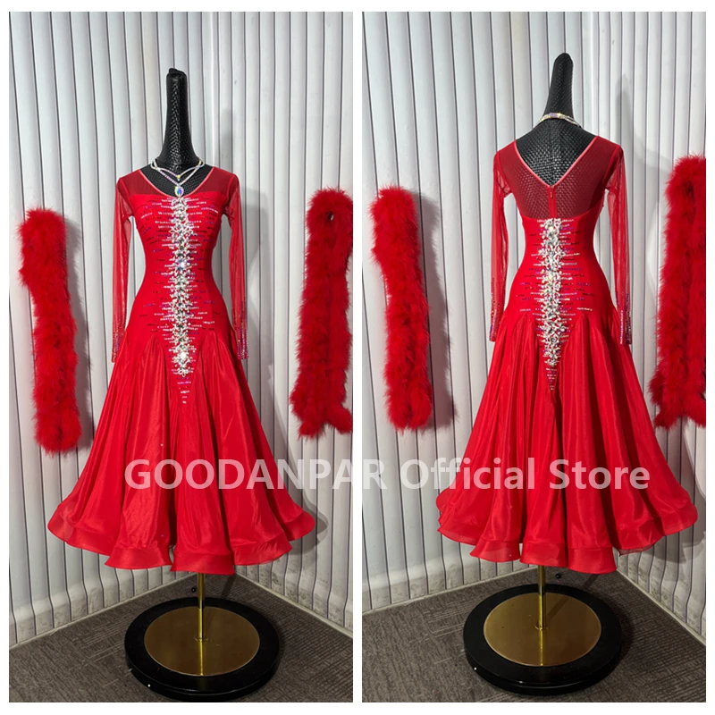 

GOODANPAR индивидуальное стандартное танцевальное платье, бальное платье для соревнований, качели, танго, вальс, гладкое платье для танцевальных соревнований US 8, платье