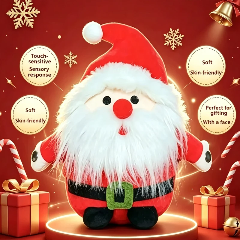 New Santa Claus Doll With Creative Music Human Sensing  Two Person Interaction Plush Toy Doll, Christmas Gift Giving